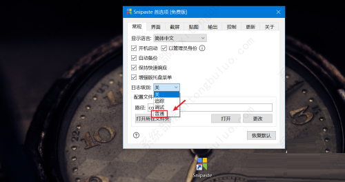 Snipaste打开普通日志教程