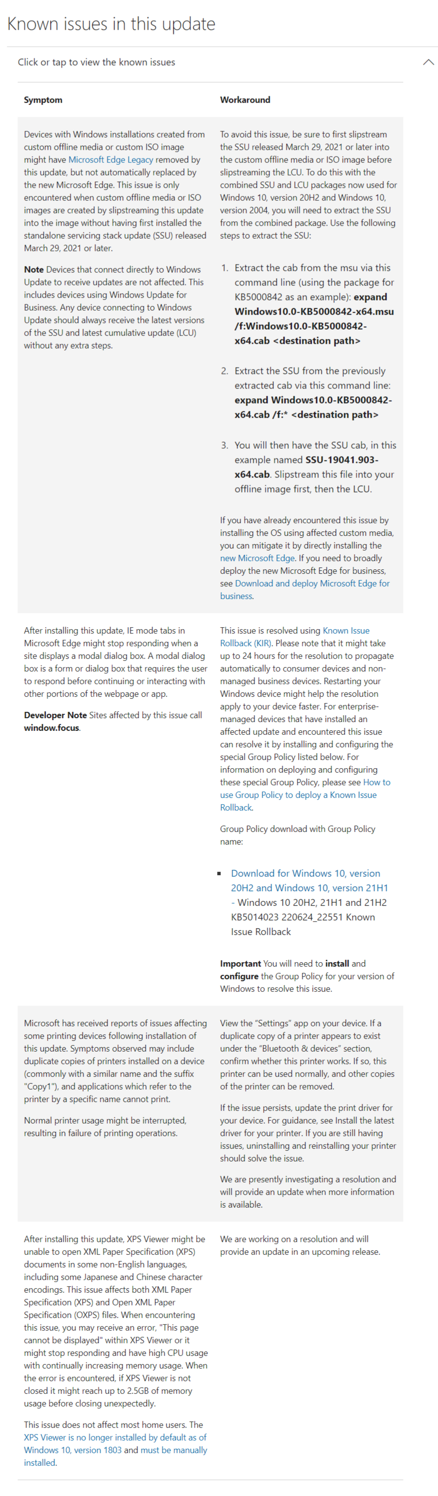 微软推送Win10 Build 19044.1889(KB5016616)正式版：解决一个文件打印