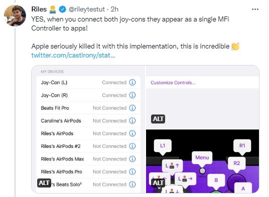 iOS16支持Switch手柄！苹果iOS16已支持任天堂Switch的Joy-Cons和Pro手柄