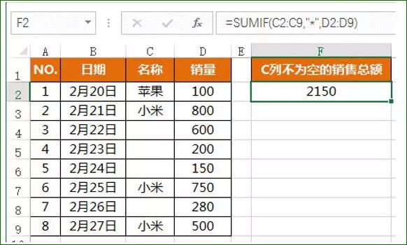 Excel SUMIF函数用法实例汇总