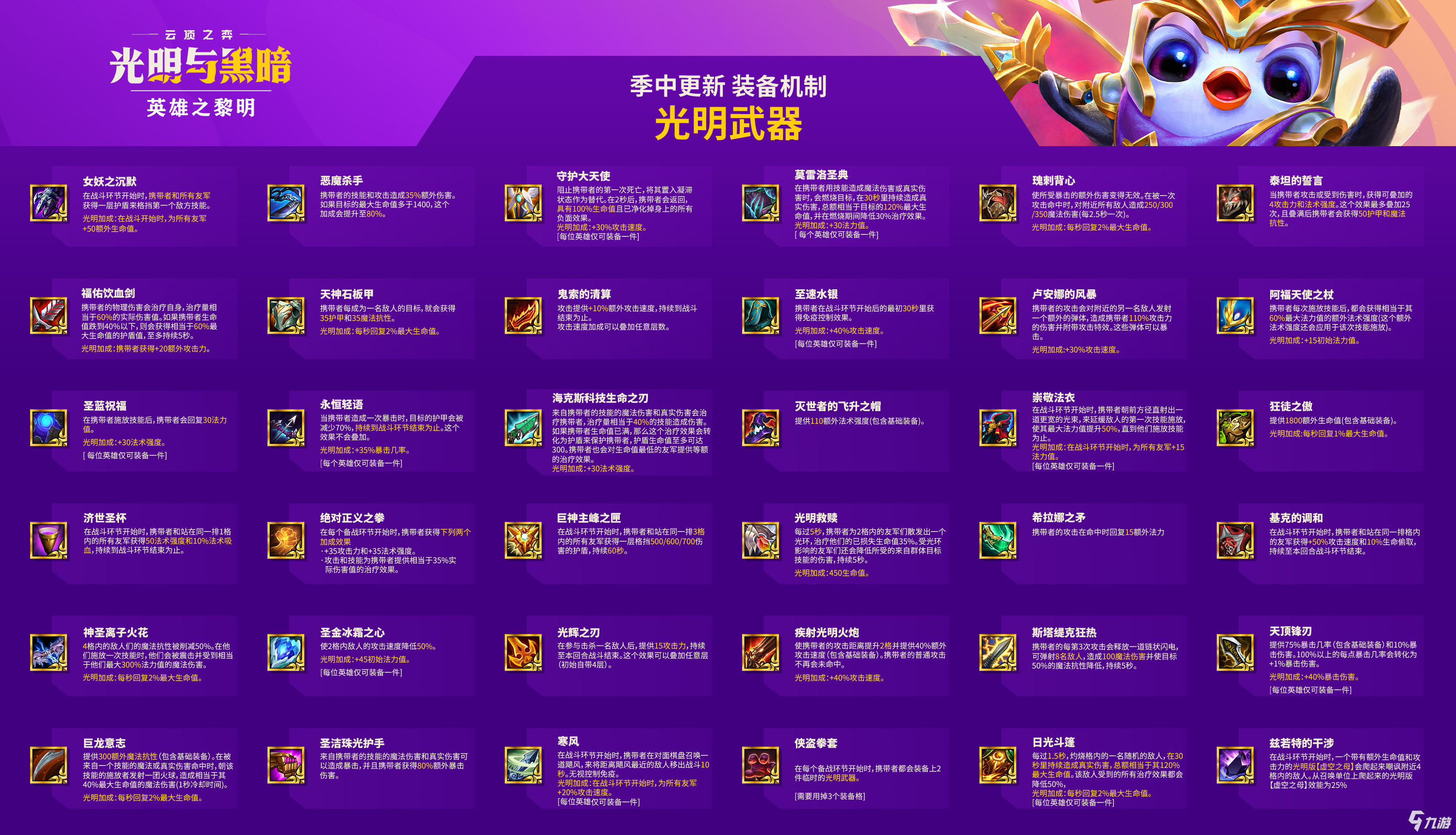 《云顶之弈》S5.5版本光明装备详细一览_云顶之弈手游