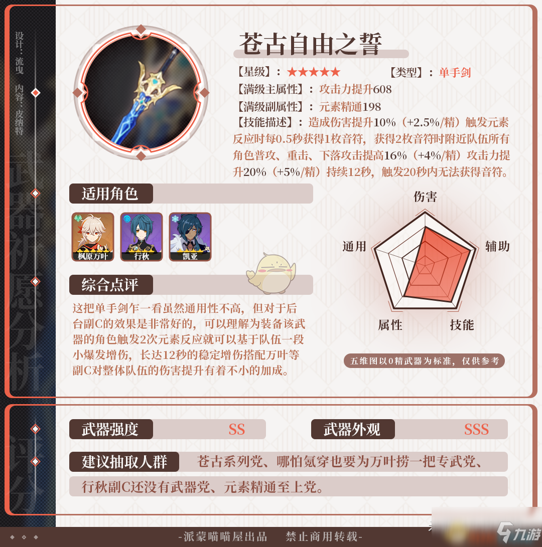 《原神》苍古自由之誓武器池分析_原神